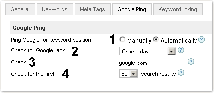 Google Ping Settings