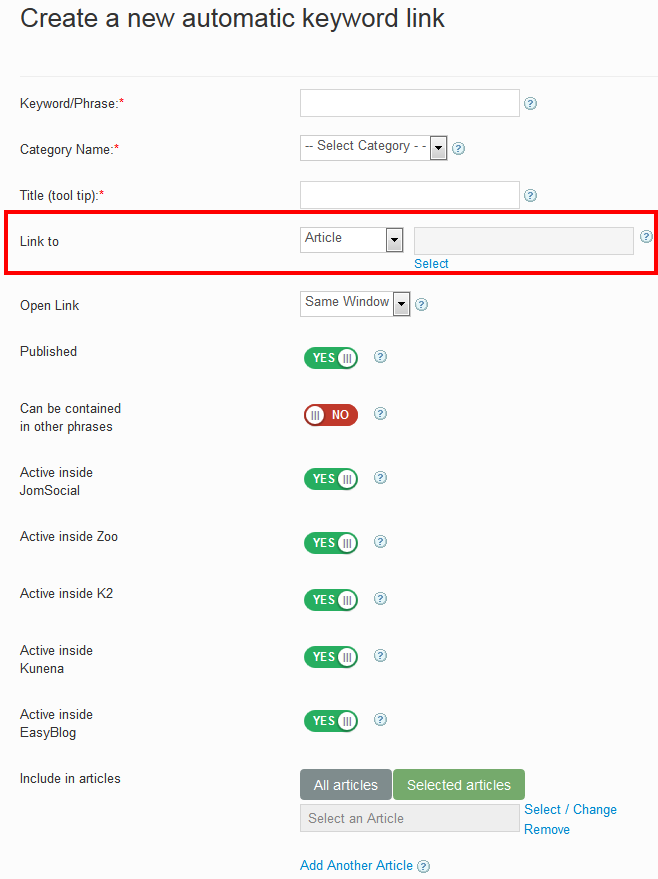 Keywords Linking Article