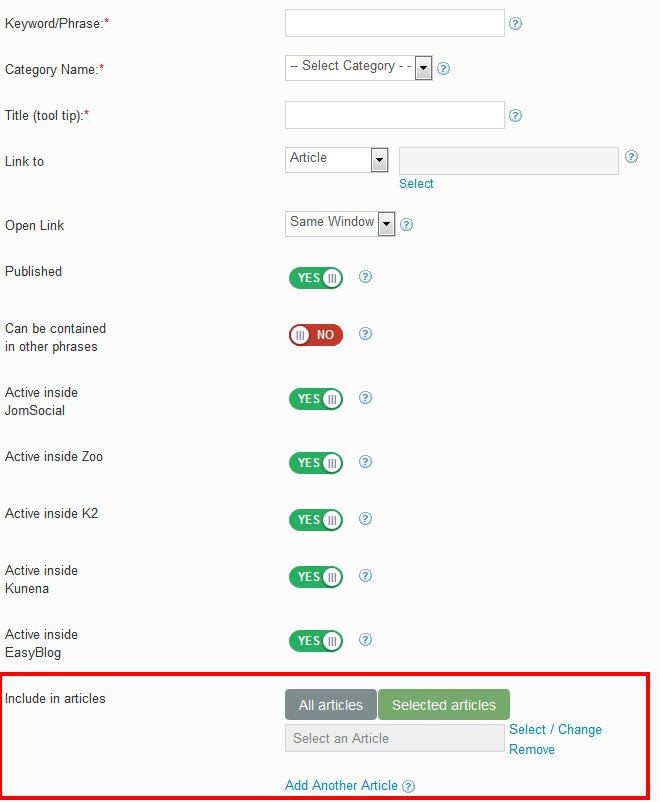 Keywords Linking Article Linking