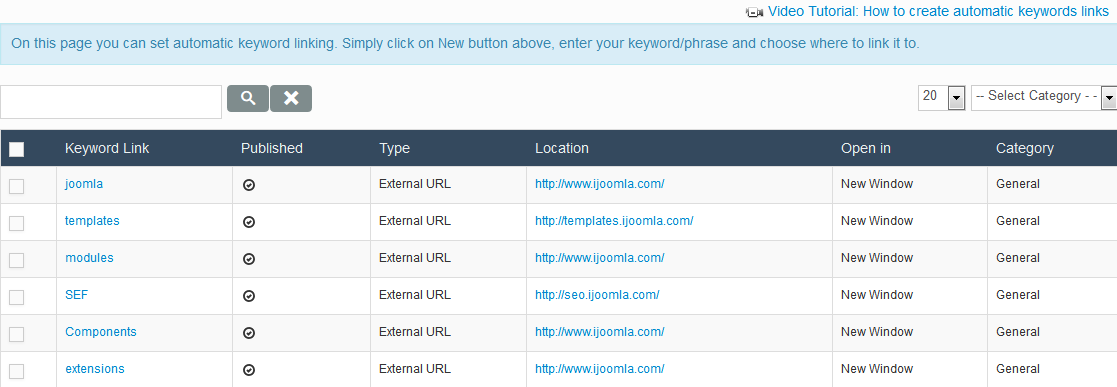 Keywords Linking Manager