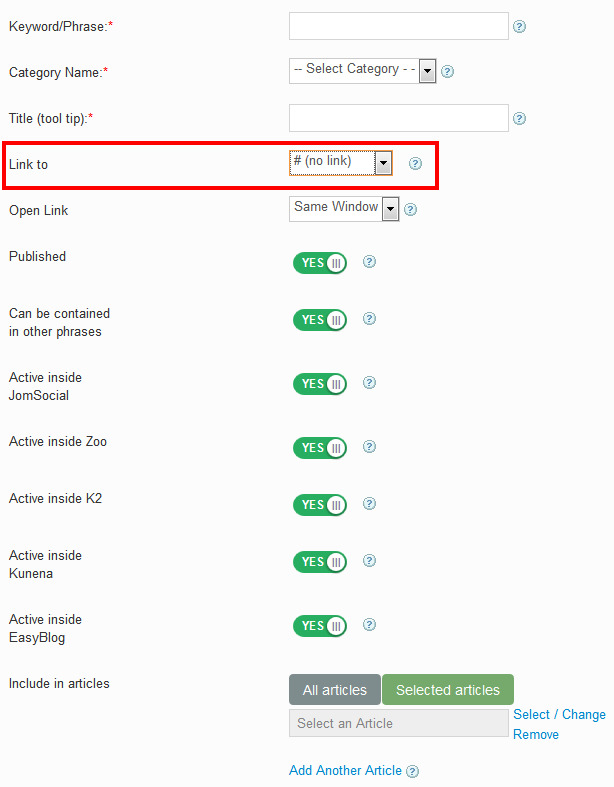 Keywords Linking Nourl